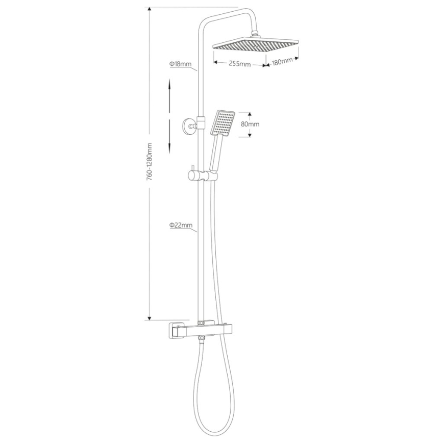 Aqualine - Set da doccia con rubinetto termostatico TALIA cromo lucido