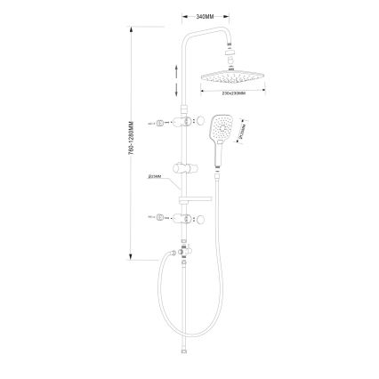 Aqualine - Set da doccia KERA opaco nero