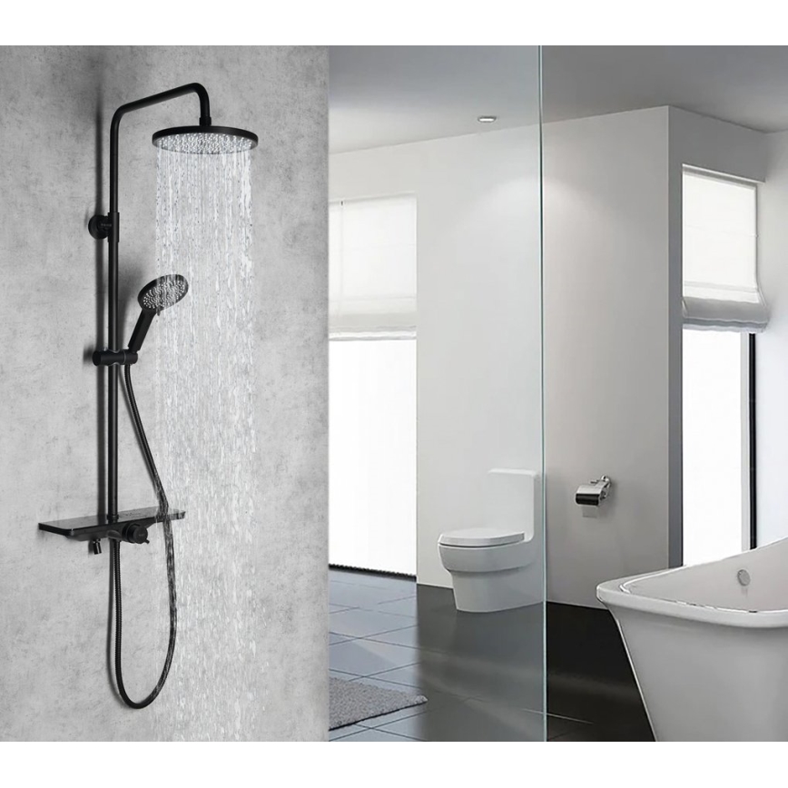 Aqualine - Set doccia con miscelatore ARONA nero opaco