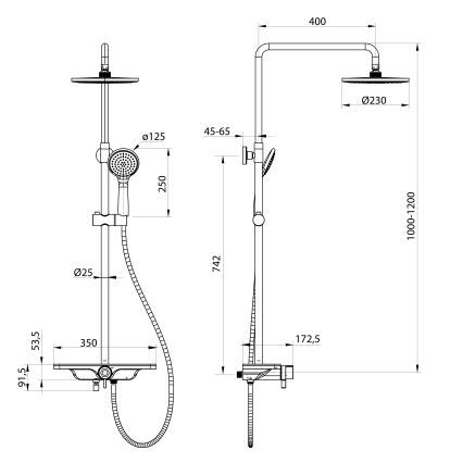 Aqualine - Set doccia con miscelatore ARONA nero opaco