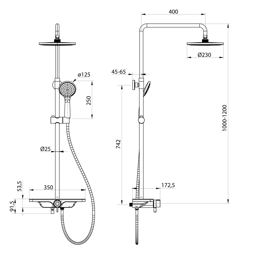 Aqualine - Set doccia con miscelatore ARONA nero opaco