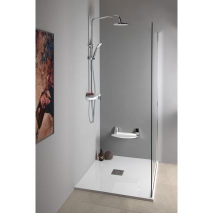 Aqualine - Set doccia con miscelatore, finitura cromo lucido/bianco