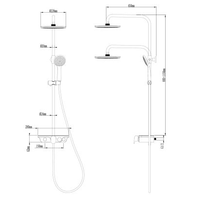 Aqualine - Set doccia con miscelatore, finitura cromo lucido/bianco