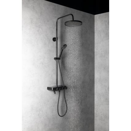 Aqualine - Set doccia con rubinetto e mini rubinetto aggiuntivo FARRAO opaco nero