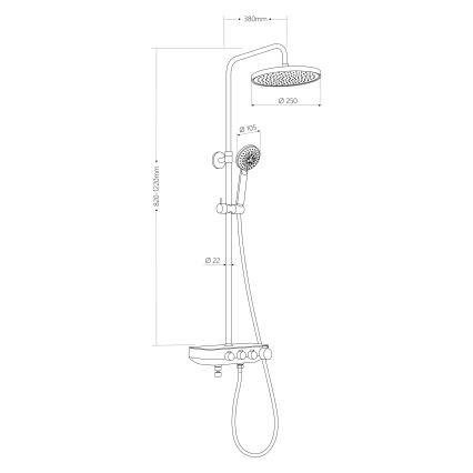 Aqualine - Set doccia con rubinetto e mini rubinetto aggiuntivo FARRAO opaco nero