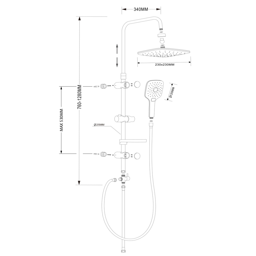 Aqualine - Set doccia KERA cromo lucido