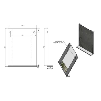 Aqualine - Specchio BETA 60x80 cm bianco