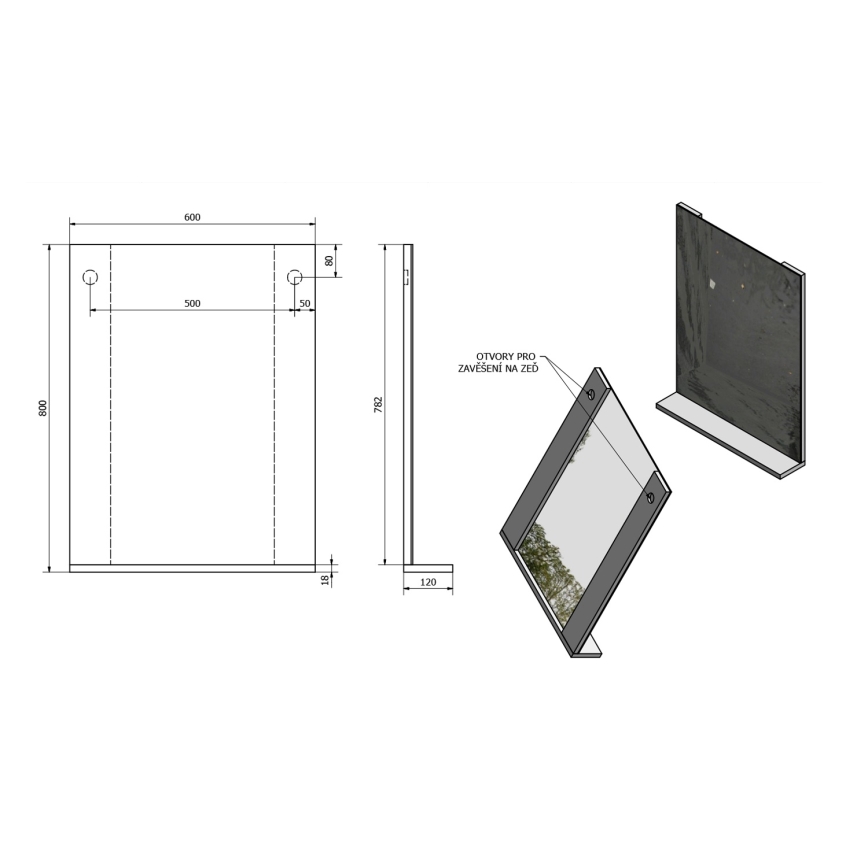 Aqualine - Specchio BETA 60x80 cm bianco