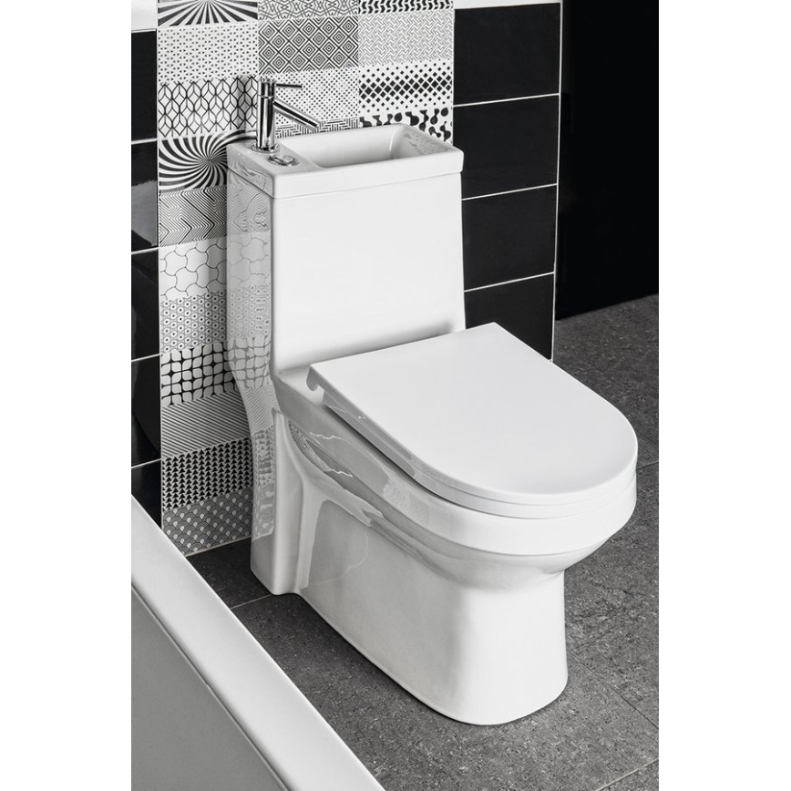 Aqualine - WC combinato con lavabo HYGIE, in ceramica/bianco