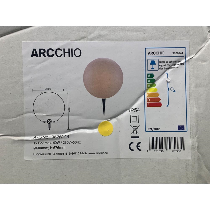 Arcchio - Lampada da esterno SENADIN 1xE27/60W/230V 60 cm IP54