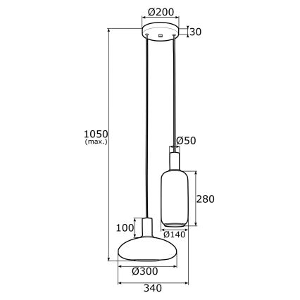 Argon 0896 - Lampadario a sospensione con filo SAGUNTO 2xE27/15W/230V ottone