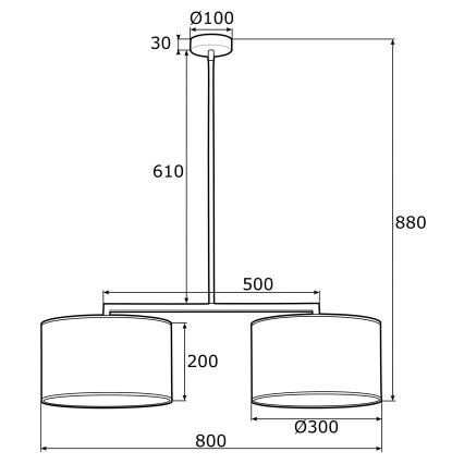 Argon 0898 - Lampadario su palo KARIN 2xE27/15W/230V ottone/nero