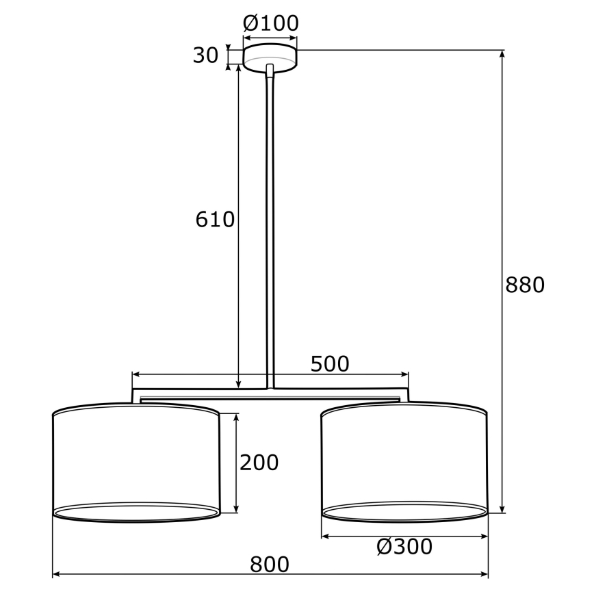 Argon 0898 - Lampadario su palo KARIN 2xE27/15W/230V ottone/nero