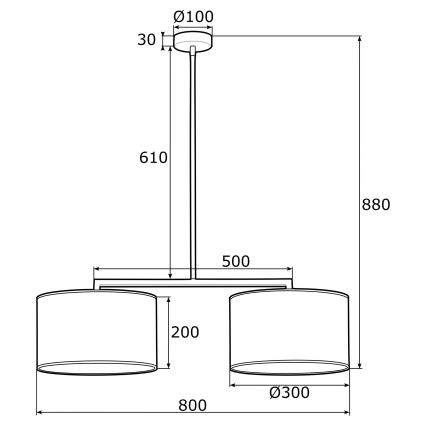 Argon 0899 - Lampadario su palo KARIN 2xE27/15W/230V nero