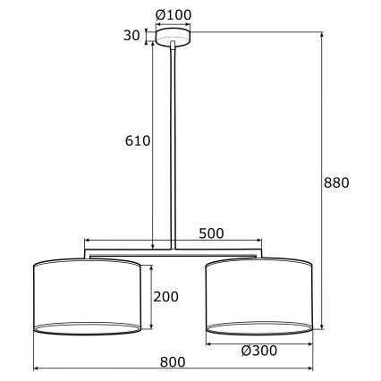 Argon 0900 - Lampadario su palo KARIN 2xE27/15W/230V bianco