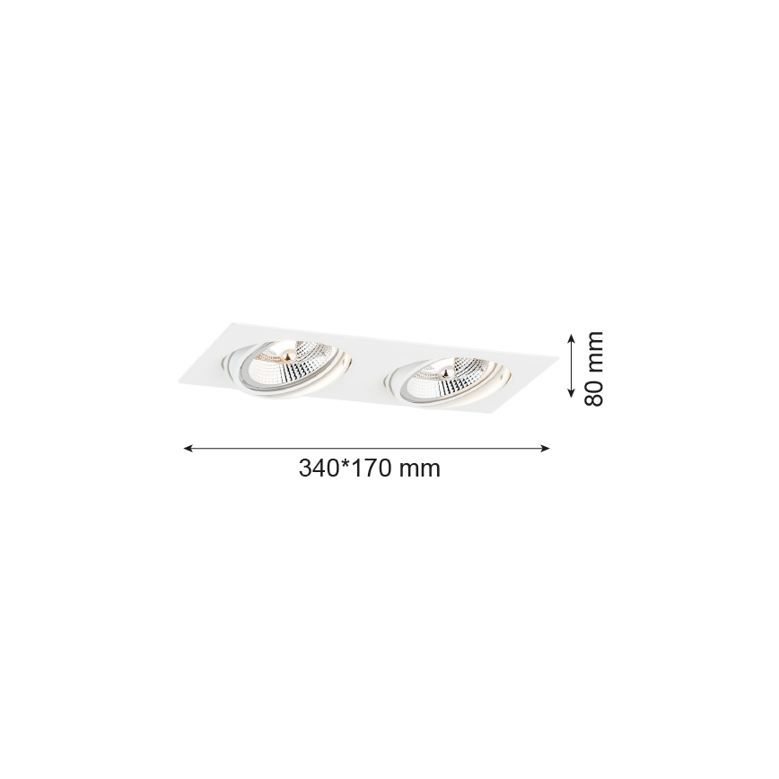 Argon 1046 - Faretto da incasso OLIMP 2xGU10-AR111/12W/230V bianco