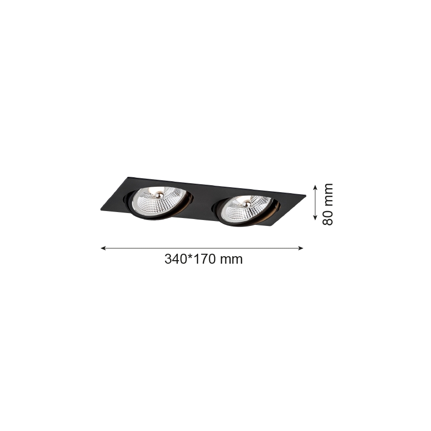 Argon 1047 - Faretto da incasso OLIMP 2xGU10-AR111/12W/230V nero
