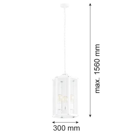 Argon 1251 - Lampadario a sospensione con catena BODRUM 3xE27/15W/230V bianco