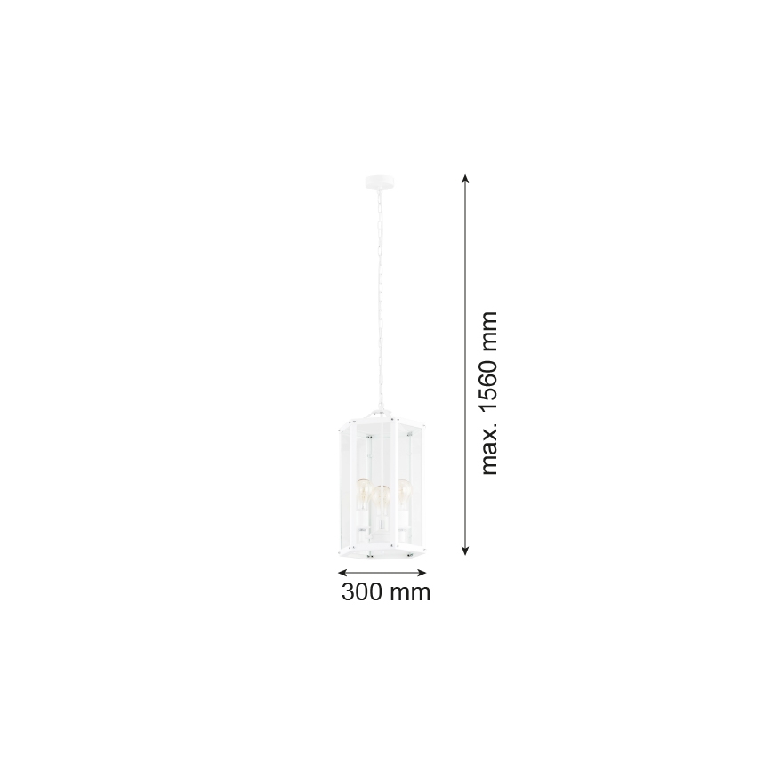 Argon 1251 - Lampadario a sospensione con catena BODRUM 3xE27/15W/230V bianco