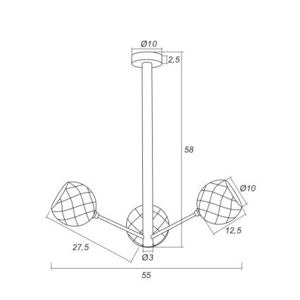 Argon 1358 - Lampadario a sospensione con supporto rigido LED BELLUNO 3xLED/5W/230V