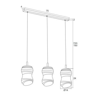 Argon 1366 - Lampadario LED a sospensione con filo COMO 3xLED/5W/230V