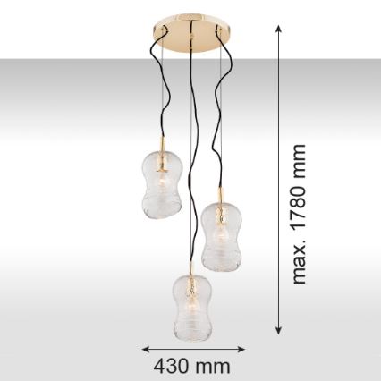 Argon 1464 - Lampadario a sospensione con filo CADIZ 3xE27/15W/230V