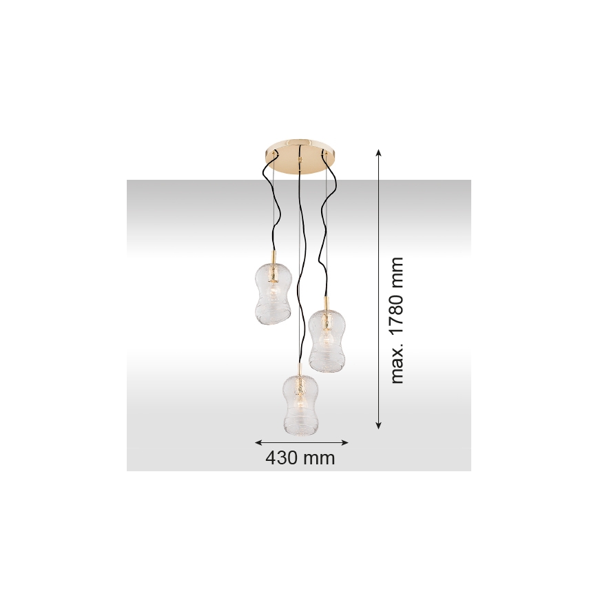 Argon 1464 - Lampadario a sospensione con filo CADIZ 3xE27/15W/230V