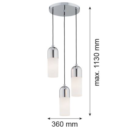 Argon 1465 - Lampadario a sospensione con filo BURGOS 3xE27/15W/230V cromo lucido