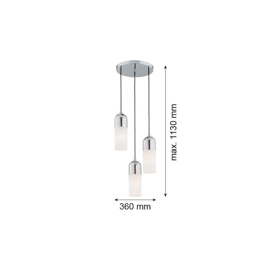 Argon 1465 - Lampadario a sospensione con filo BURGOS 3xE27/15W/230V cromo lucido