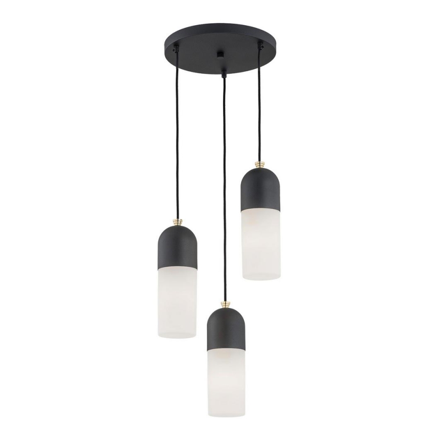 Argon 1467 - Lampadario a sospensione con filo BURGOS 3xE27/15W/230V nero