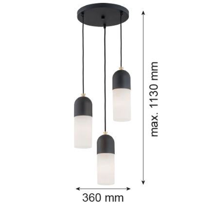 Argon 1467 - Lampadario a sospensione con filo BURGOS 3xE27/15W/230V nero