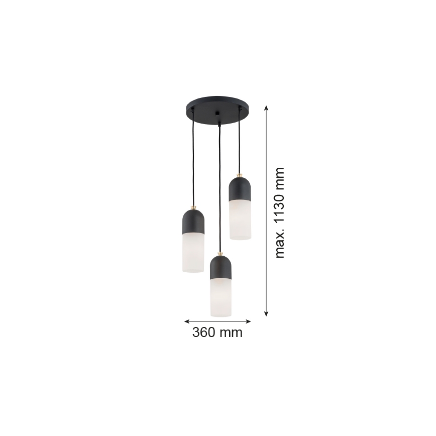 Argon 1467 - Lampadario a sospensione con filo BURGOS 3xE27/15W/230V nero