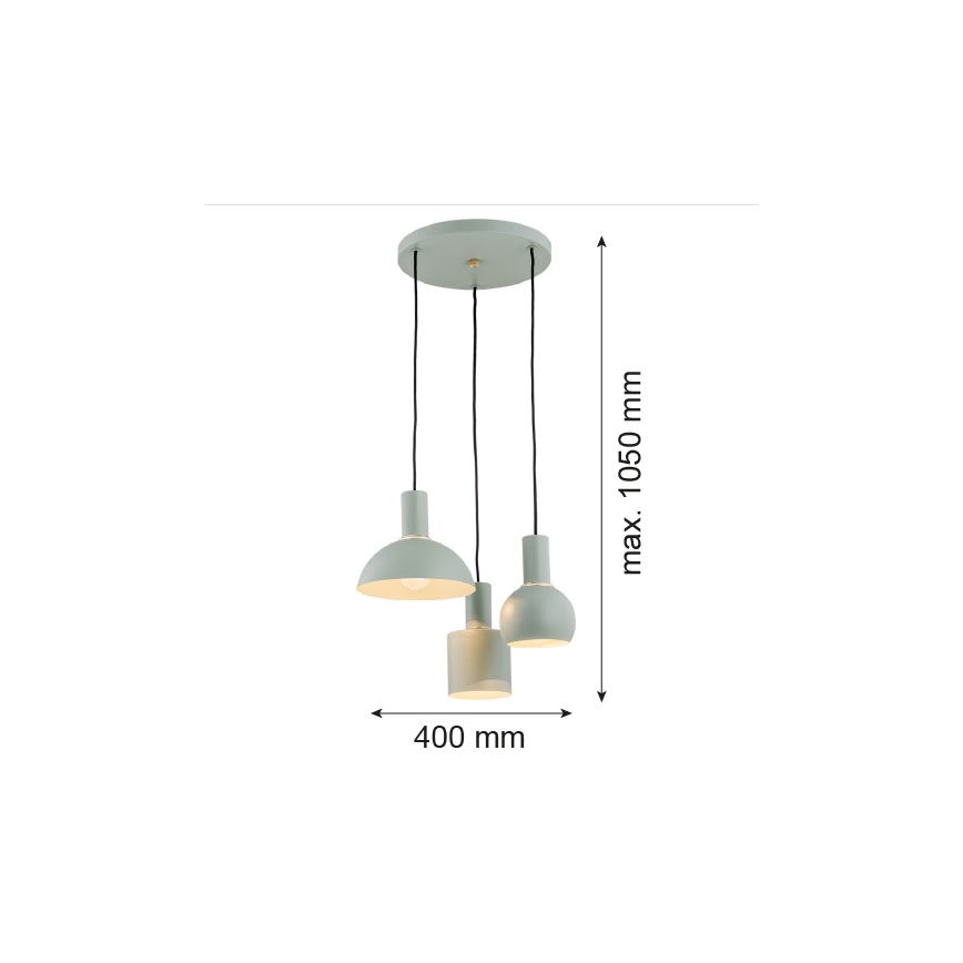 Argon 1470 - Lampadario a sospensione con filo SINES 3xE27/15W/230V verde