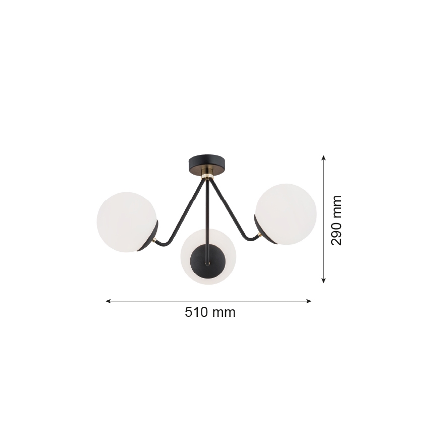 Argon 1478 - Lampadario da parete TOMAR 3xE27/15W/230V nero