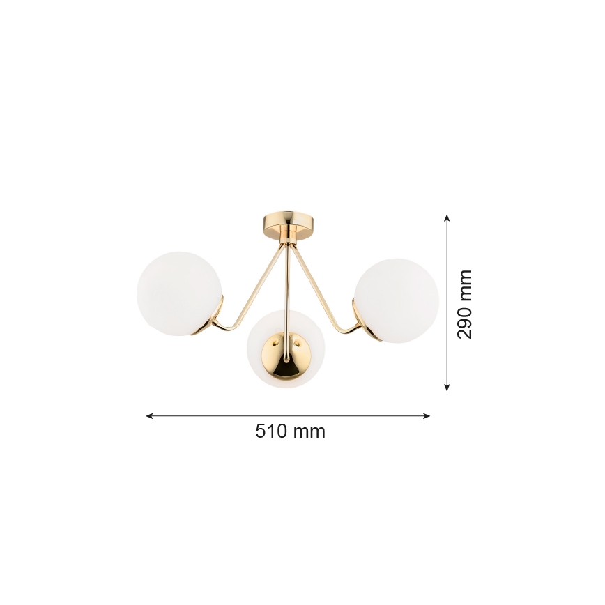 Argon 1481 - Lampadario a plafone TOMAR 3xE27/15W/230V ottone