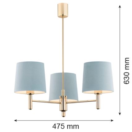 Argon 1484 - Lampadario a sospensione con supporto rigido PONTE 3xE27/15W/230V blu/ottone