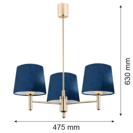 Argon 1485 - Lampadario su palo PONTE 3xE27/15W/230V blu/ottone