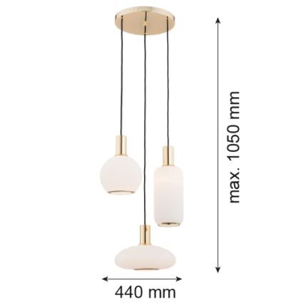 Argon 1489 - Lampadario a sospensione con filo SAGUNTO 3xE27/15W/230V ottone