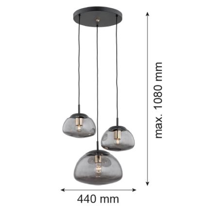 Argon 1493 - Lampadario a sospensione con filo TRINI 3xE27/15W/230V nero