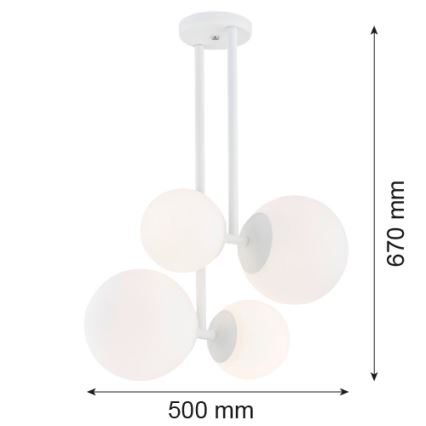 Argon 1644 - Lampadario su palo ASPEN 4xE27/15W/230V bianco