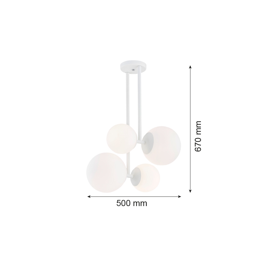 Argon 1644 - Lampadario su palo ASPEN 4xE27/15W/230V bianco