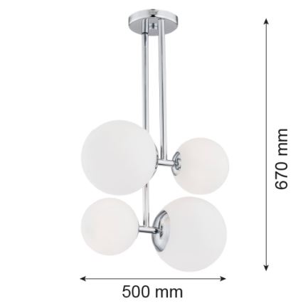 Argon 1646 - Lampadario su palo  ASPEN 4xE27/15W/230V cromo lucido