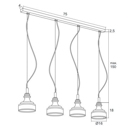 Argon 1650 - Lampadario LED a sospensione con filo TULUZA 4xLED/5W/230V