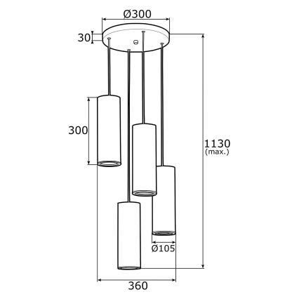 Argon 1693 - Lampadario su filo LINEA 4xE27/15W/230V ottone/nero