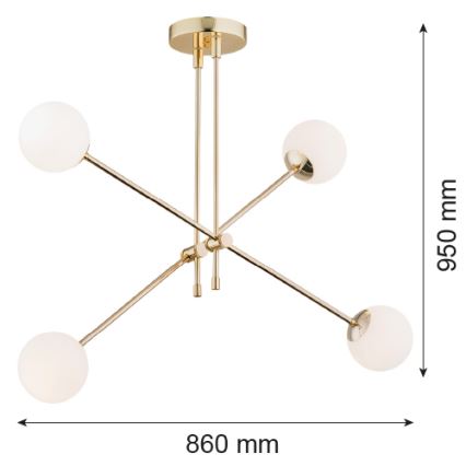 Argon 1695 - Lampadario su palo ABSTRACT 4xE14/7W/230V ottone