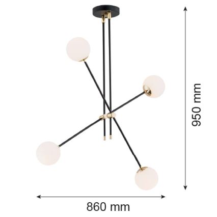 Argon 1696 - Lampadario su bastone ABSTRACT 4xE14/7W/230V nero