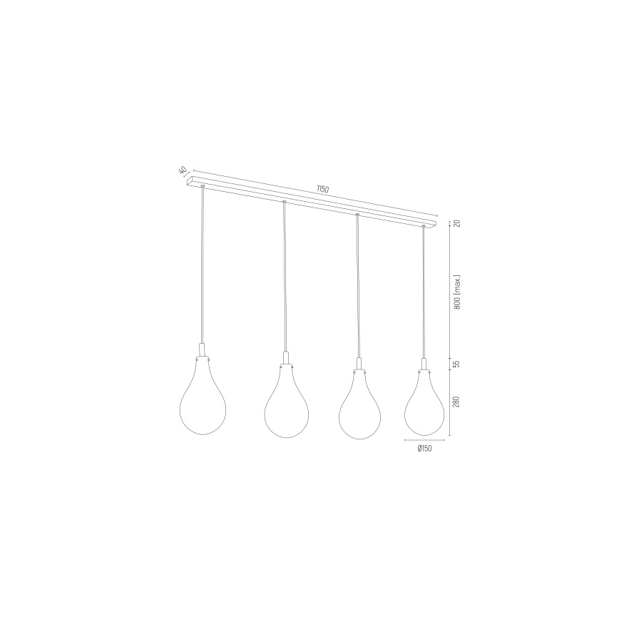 Argon 1740 - Lampadario su corda OAKLAND 4xG9/6W/230V