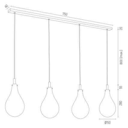 Argon 1741 - Lampadario su filo  OAKLAND 4xG9/6W/230V