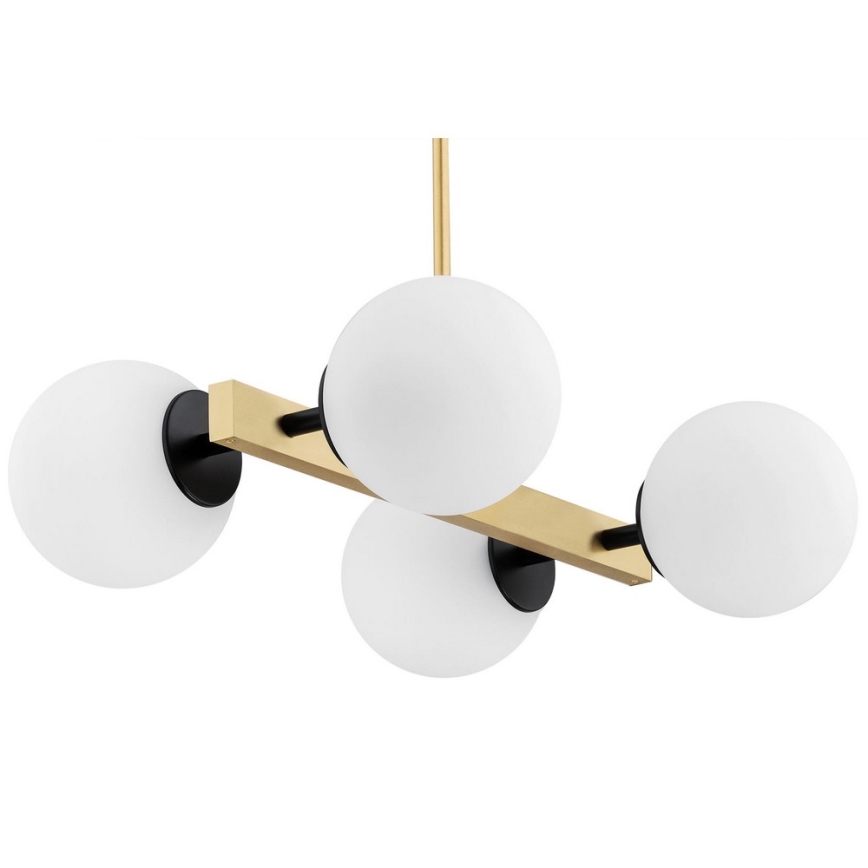 Argon 1767 - Lampadario su palo FREEMONT 4xE27/15W/230V oro/bianco/nero