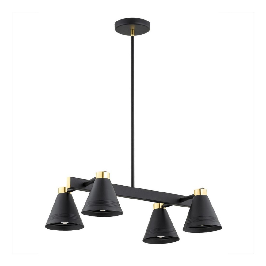 Argon 1774 - Lampadario su palo AVALONE 4xE27/15W/230V nero/oro